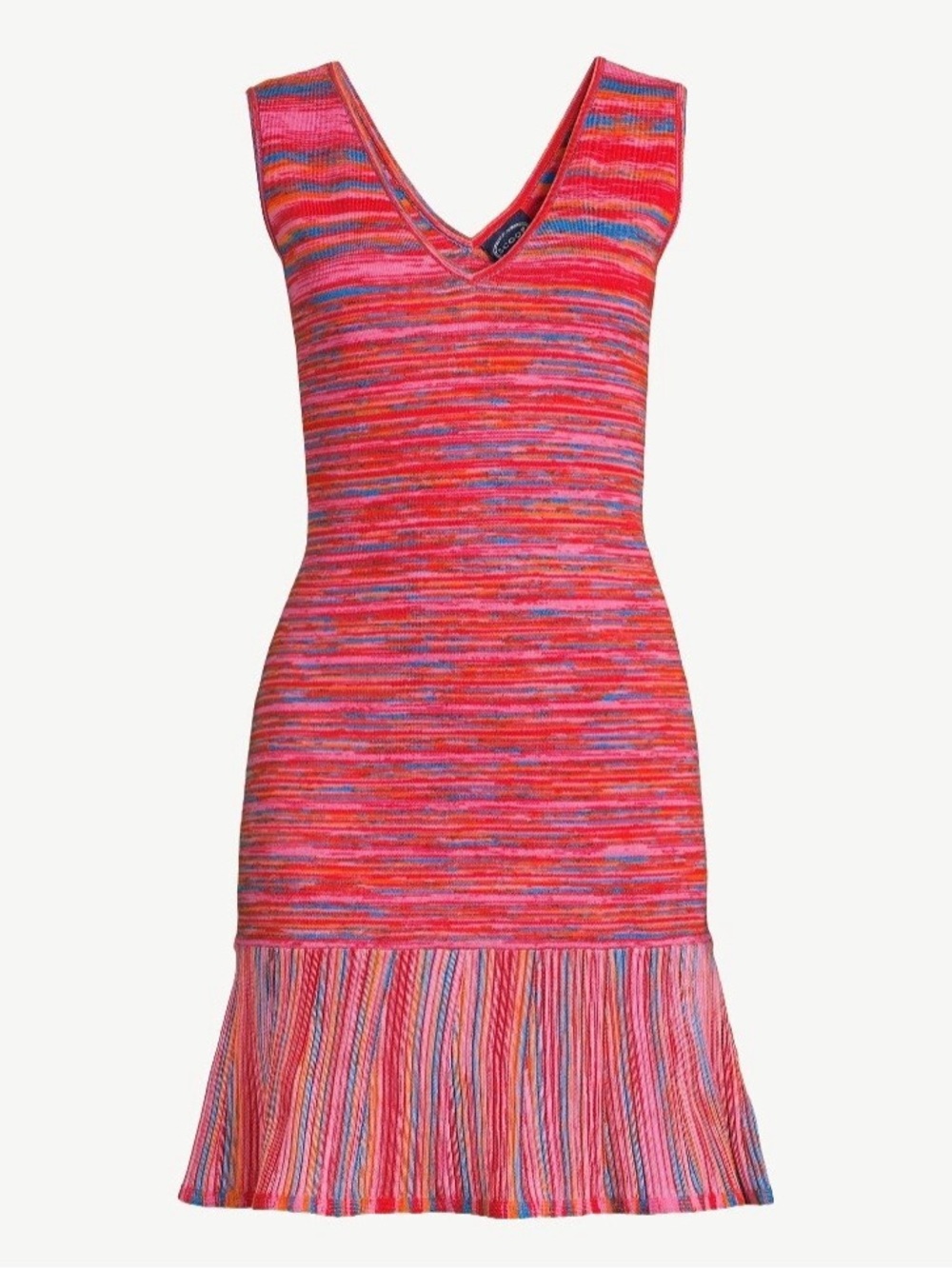 Multicolor Knit V-Neck Fringe Hem Dress Size 16